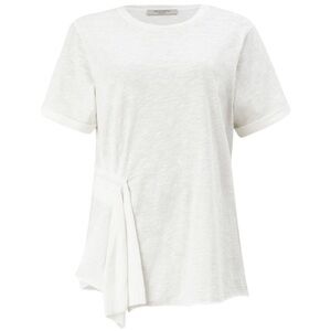 AllSaints Robi Pleated Asymmetrical Short Sleeve Tee Shirt In Chalk White—S
